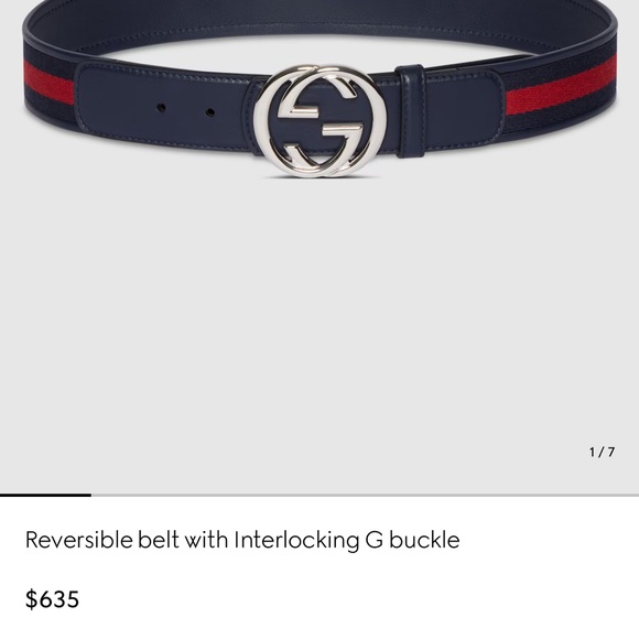 Gucci Other - Gucci reversible GG SILVER BUCKLE RED & BLUE LEATHER./CANVAS BELT Like new